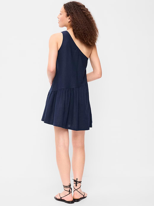 Old Navy One-Shoulder Asymmetrical Linen-Blend Mini Dress — photo 3