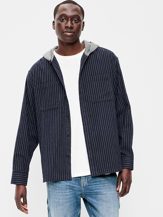 Old Navy Long-Sleeve Flannel Hooded Shirt — photo 1