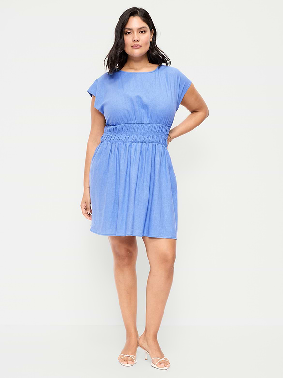 Old Navy Smocked-Bodice Fit & Flare Mini Dress — photo 9