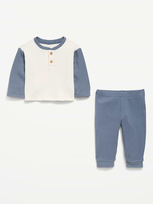 Old Navy Long-Sleeve Waffle-Knit Henley Top and Pants Set for Baby — photo 3
