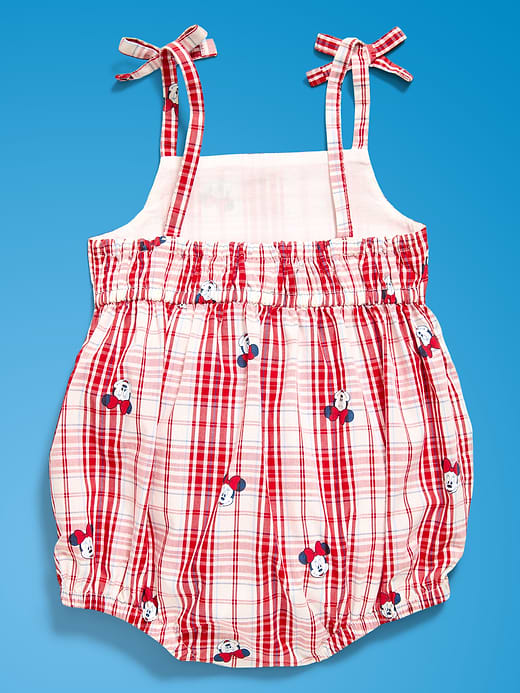 Old Navy Old Navy x Disney Minnie Mouse Sleeveless Tie-Strap Plaid Romper for Baby — photo 3
