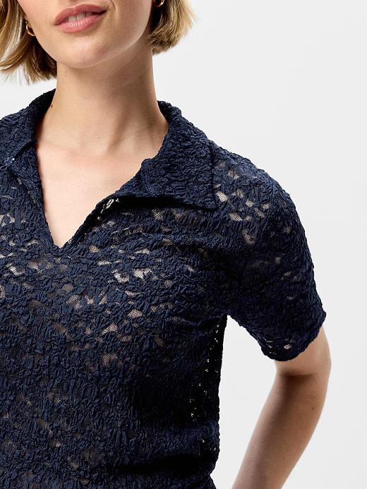 Old Navy Lace Keyhole Polo Top — photo 4