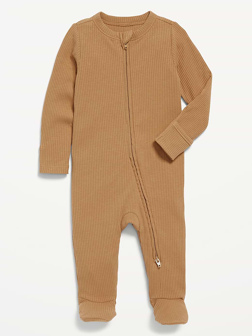 Old Navy Ribbed 2-Way-Zip Sleep & Play Footed One-Piece for Baby — photo 1