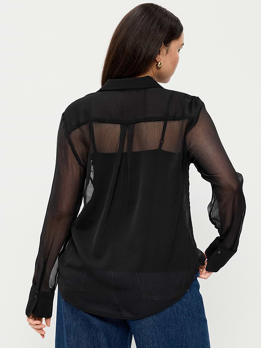 Old Navy Chiffon Sheer Button-Down Shirt — photo 7
