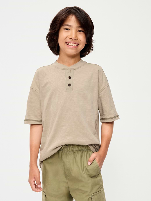 Old Navy Oversized Short-Sleeve Henley T-Shirt for Boys — photo 1
