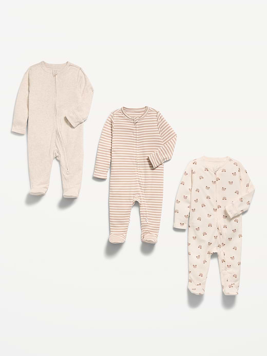 Old Navy Unisex 3-Pack Sleep & Play 2-Way-Zip Footed One-Piece for Baby — photo 3