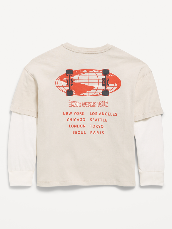 Old Navy Oversized Long-Sleeve 2-In-1 Graphic T-Shirt for Boys — photo 3