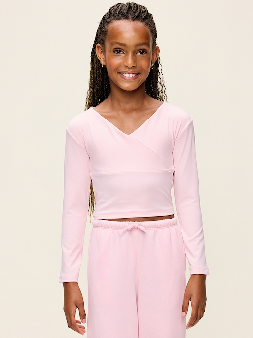 Old Navy StudioSmooth Long-Sleeve Wrap-Front Top for Girls — photo 1