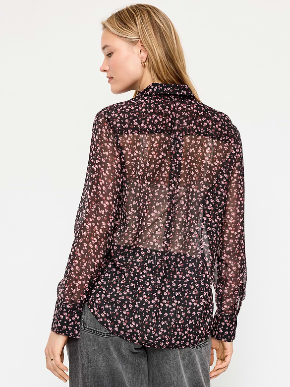 Old Navy Chiffon Sheer Button-Down Shirt — photo 7