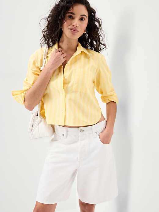 Old Navy Cropped Button-Down Striped Shirt — photo 4