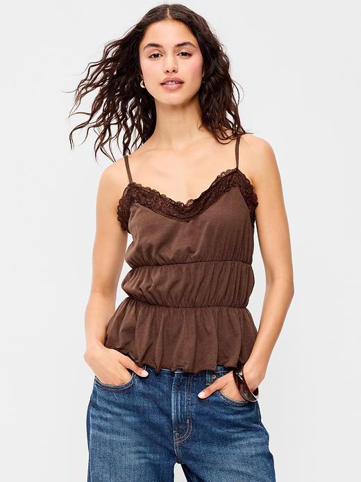 Old Navy Lace-Trim Smocked-Waist Tank Top — photo 1