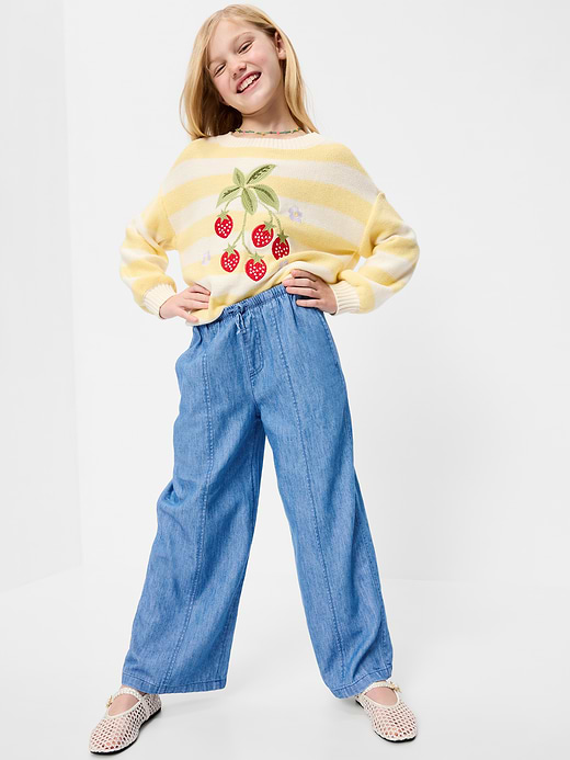 Old Navy Striped Linen-Blend Wide-Leg Pants for Girls — photo 4
