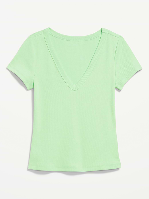 Old Navy Snug Crop V-Neck Ribbed T-Shirt — photo 5