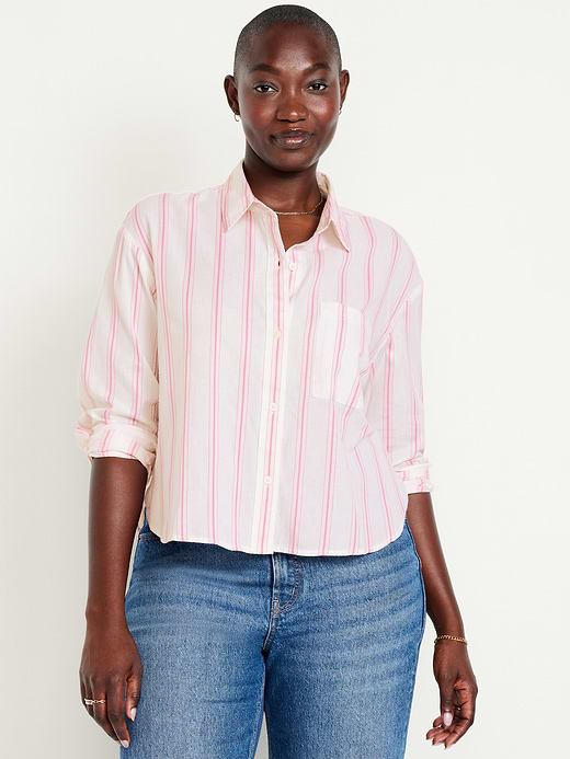 Old Navy Cropped Button-Down Striped Shirt — photo 6