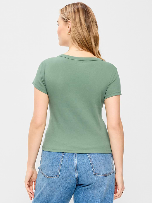 Old Navy Snug Crop V-Neck Ribbed T-Shirt — photo 7