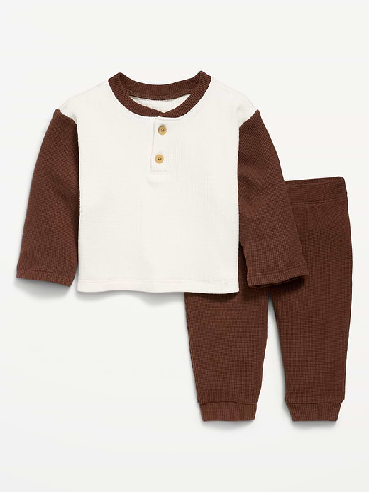 Old Navy Long-Sleeve Waffle-Knit Henley Top and Pants Set for Baby — photo 1