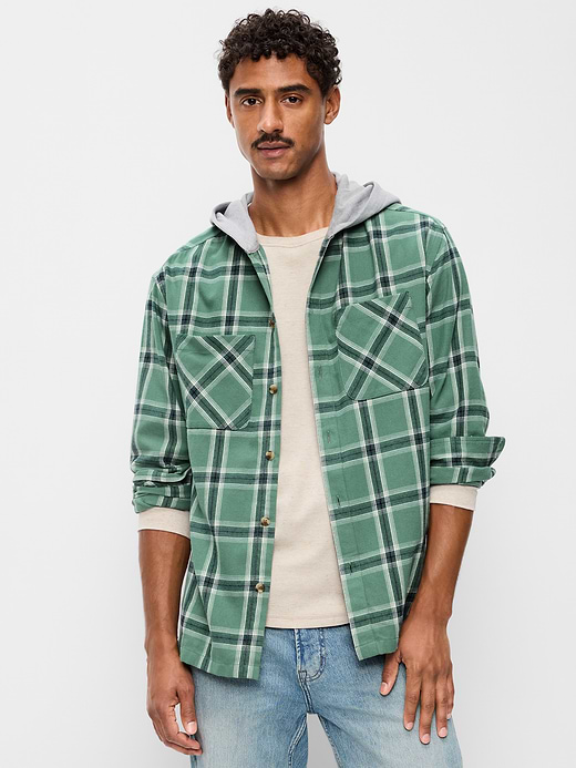 Old Navy Long-Sleeve Flannel Hooded Shirt — photo 1