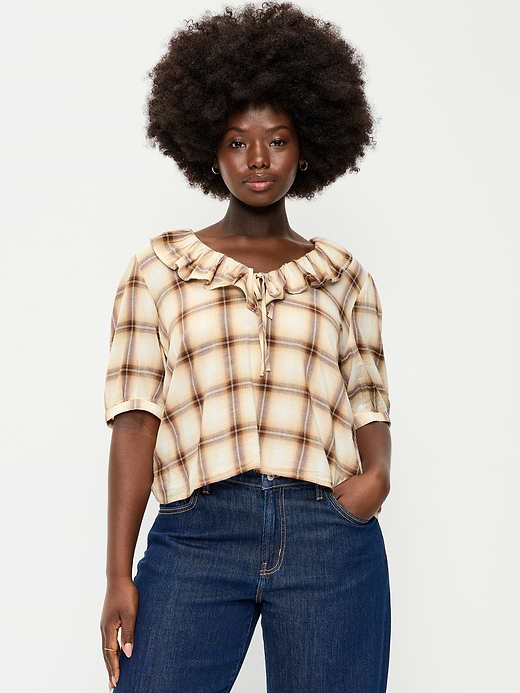 Old Navy Ruffle Collar Tie-Front Top — photo 6