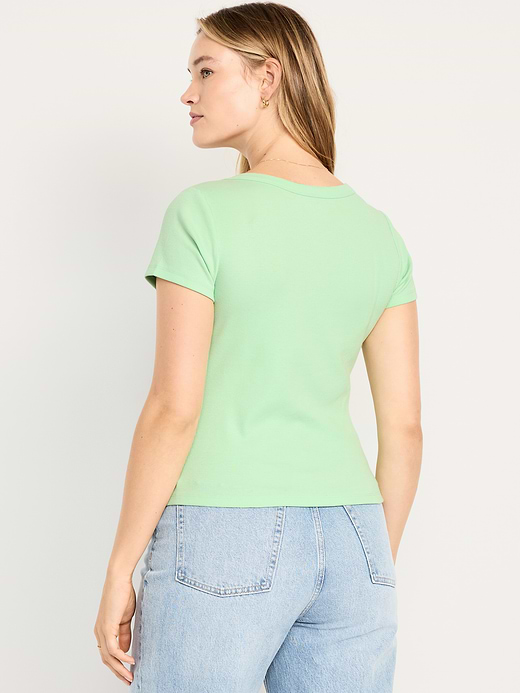 Old Navy Snug Crop V-Neck Ribbed T-Shirt — photo 7