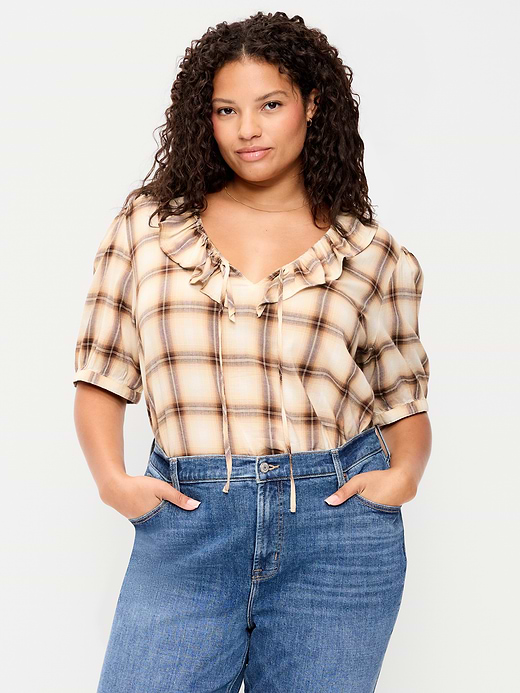 Old Navy Ruffle Collar Tie-Front Top — photo 8
