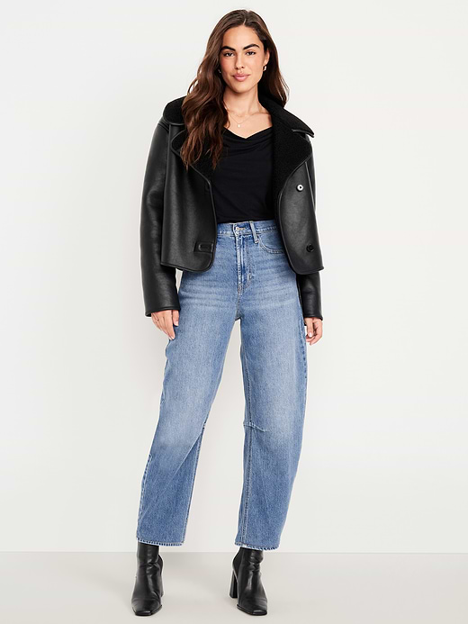 Old Navy High-Waisted Wow Barrel-Leg Ankle Jeans — photo 1