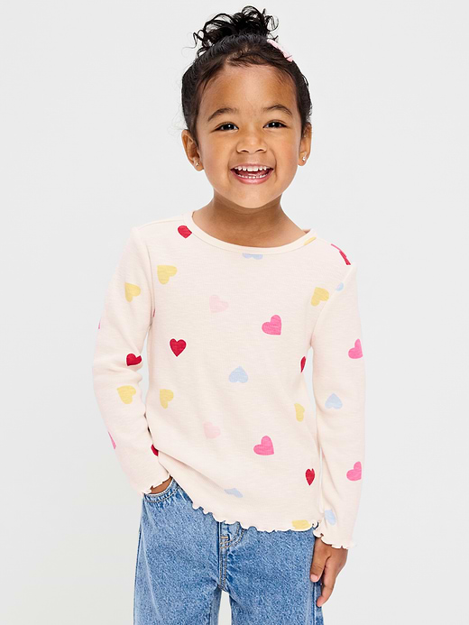 Old Navy Printed Fitted Long-Sleeve Ribbed T-Shirt for Toddler Girls — photo 1