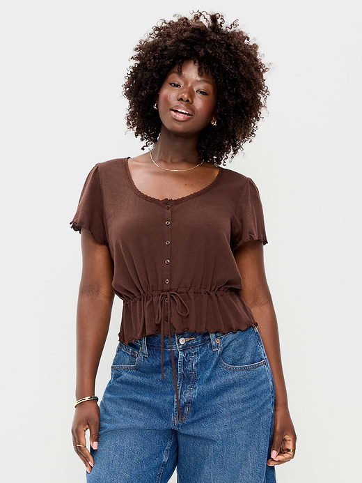 Old Navy Lace-Trim Button-Down Top — photo 6