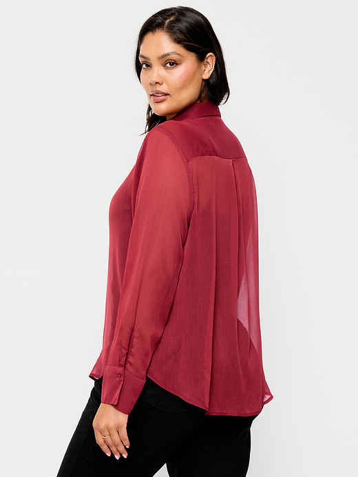 Old Navy Chiffon Sheer Button-Down Shirt — photo 9