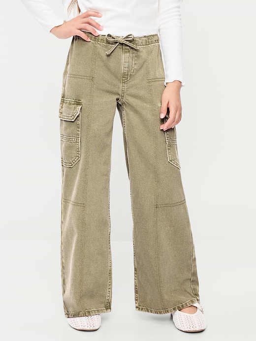 Old Navy Pull-On Low-Rise Super Baggy Wide-Leg Cargo Jeans for Girls — photo 1