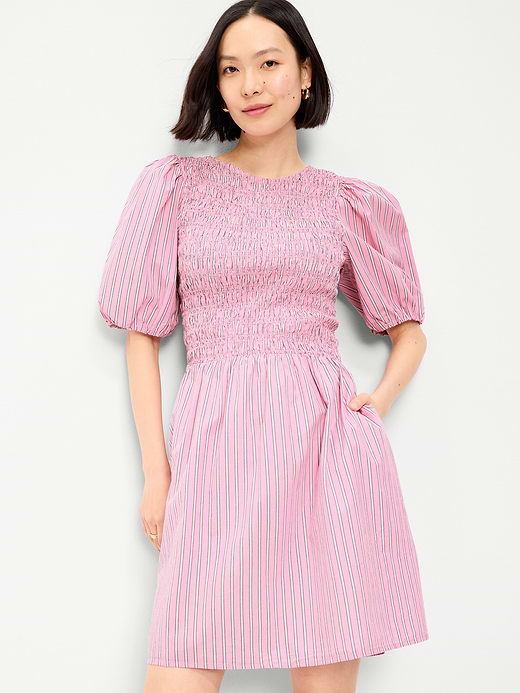 Old Navy Smocked Puff-Sleeve Flare Mini Dress — photo 4