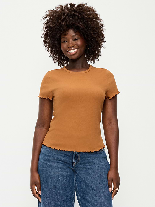 Old Navy Fitted Waffle-Knit Cropped T-Shirt — photo 7