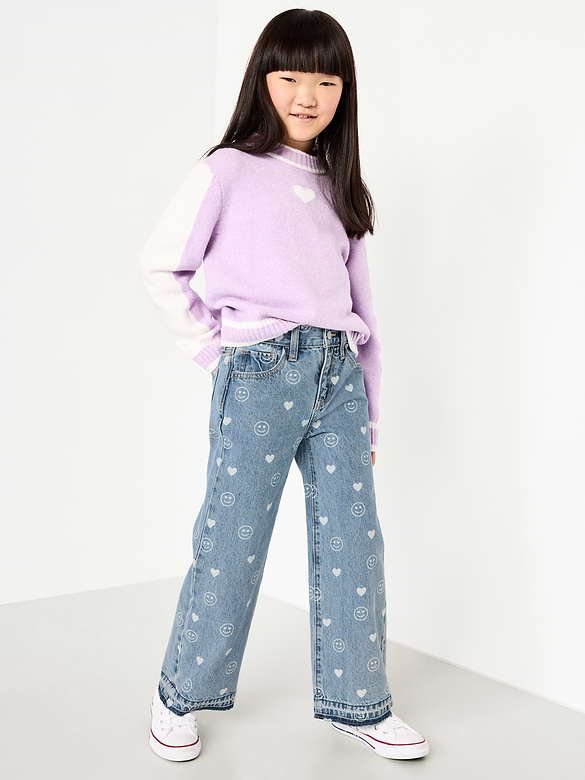 Old Navy Printed High-Waisted Baggy Wide-Leg Jeans for Girls — photo 4