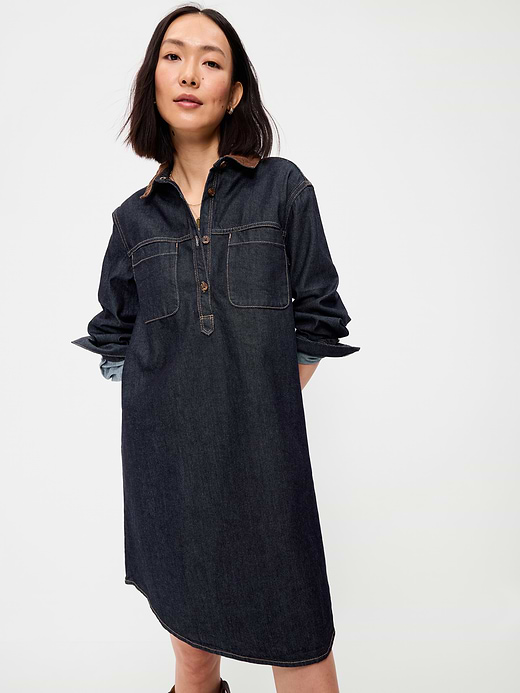 Old Navy Long-Sleeve Button-Down Mini Shirt Dress — photo 4