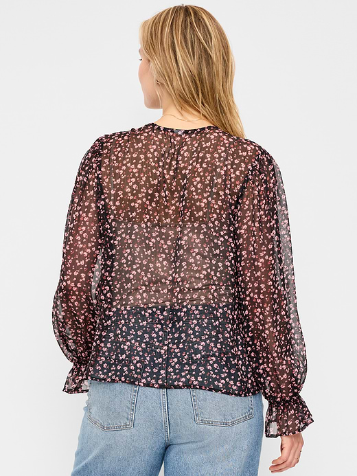 Old Navy Long-Sleeve Chiffon Tie-Front Top — photo 7