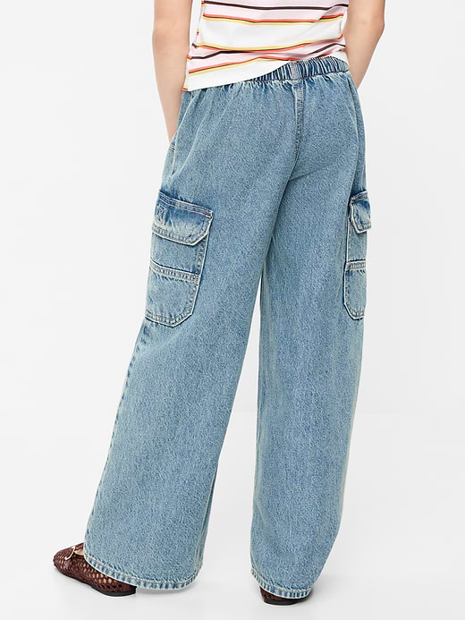 Old Navy Pull-On Low-Rise Super Baggy Wide-Leg Cargo Jeans for Girls — photo 3