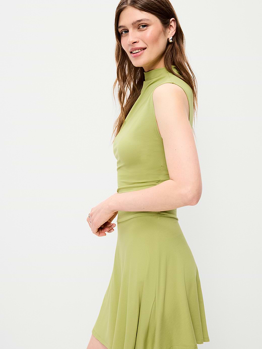 Old Navy Gathered Mock-Neck Drop-Waist Mini Dress — photo 6