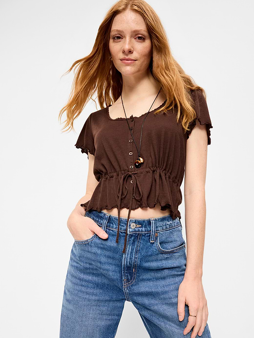 Old Navy Lace-Trim Button-Down Top — photo 1