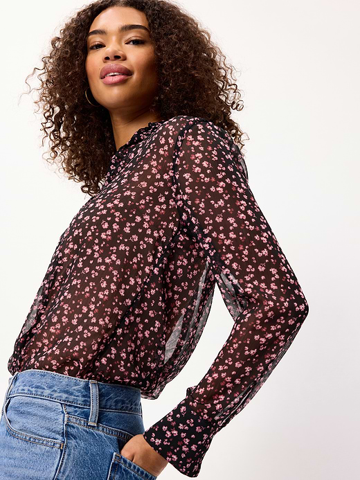Old Navy Chiffon Sheer Button-Down Shirt — photo 5