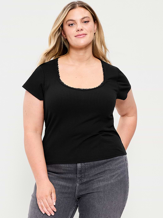 Old Navy Lace-Trim Sweetheart-Neck Ribbed Top — photo 9