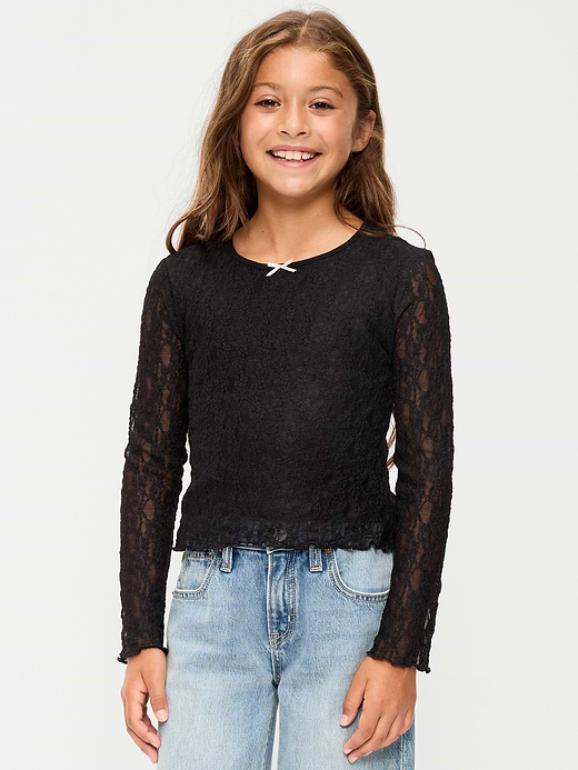 Old Navy Fitted Long-Sleeve Lace Top for Girls — photo 1