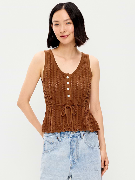 Old Navy Seaside Cotton Pointelle Peplum Tank Top — photo 1