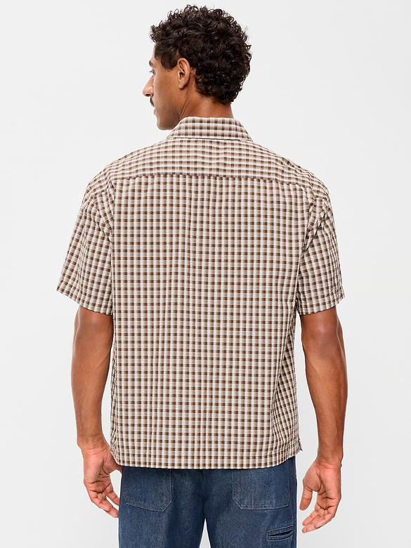 Old Navy Loose Fit Textured Plaid Pocket Shirt — photo 3