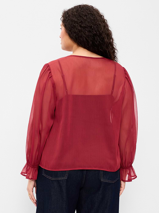 Old Navy Long-Sleeve Chiffon Tie-Front Top — photo 9