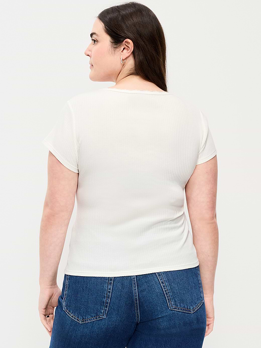 Old Navy Lace-Trim Sweetheart-Neck Ribbed Top — photo 8