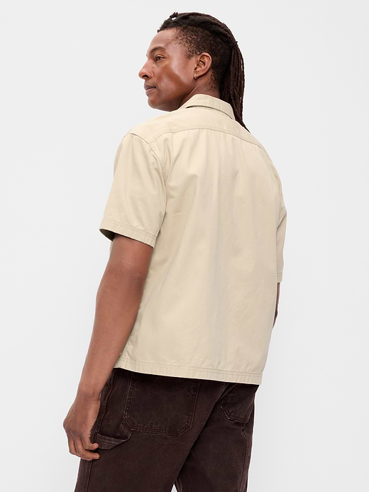 Old Navy Loose Full-Zip Twill Workwear Shirt — photo 3