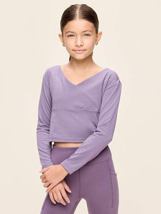 Old Navy StudioSmooth Long-Sleeve Wrap-Front Top for Girls — photo 1