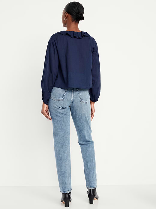 Old Navy Curvy Extra High-Waisted Straight Jeans — photo 4