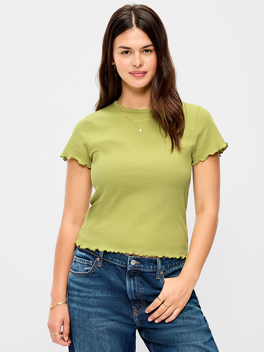 Old Navy Fitted Waffle-Knit Cropped T-Shirt — photo 7