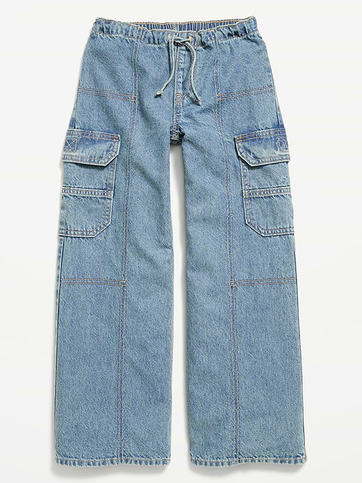 Old Navy Pull-On Low-Rise Super Baggy Wide-Leg Cargo Jeans for Girls — photo 5