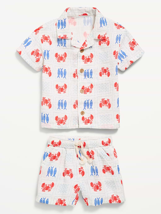 Old Navy Printed Double-Weave Shirt and Shorts Set for Baby — photo 3